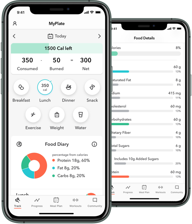 Myplate App to track calories available for download in Apple and Google Play stores